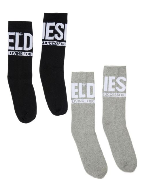 Set Diesel Kids da due paia di calzini grigio chiaro con logo For Successful Living DIESEL KIDS | 00J4MX0BAWNK900H